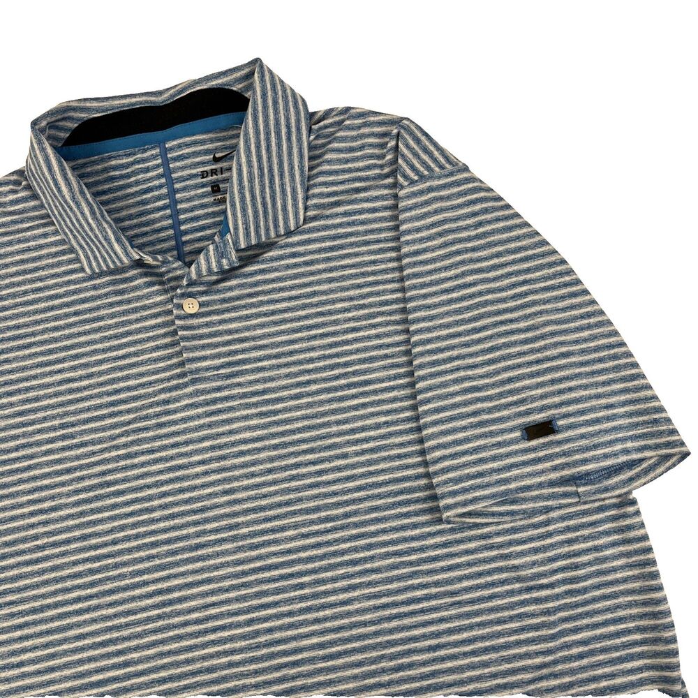 Mens Nike Dri-Fit Tiger Woods Golf Short Sleeve‎ Polo Shirt Size Medium Striped